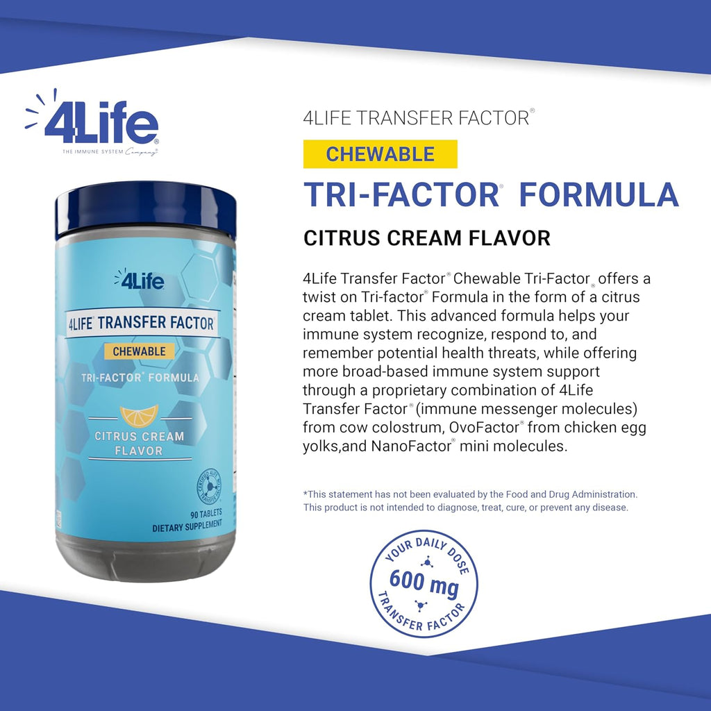 4Life Transfer Factor Chewable Immune Support Creamy Citrus, 90 Tablets