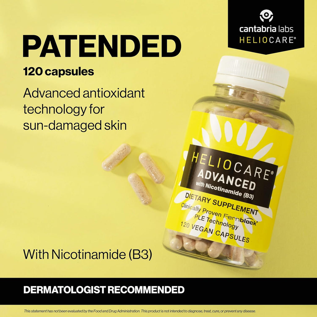 Heliocare Advanced Niacin B3: Fernblock PLE 240mg + Niacina 500mg - 120 Cápsulas Veganas