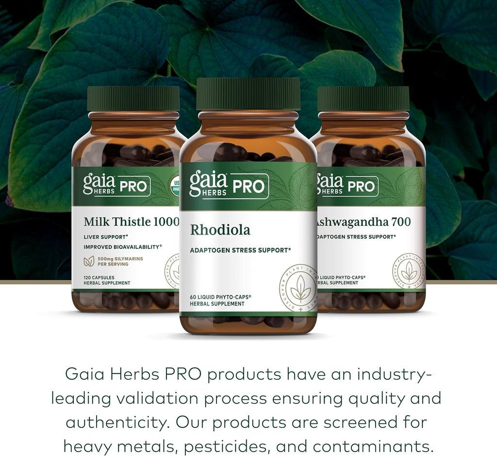 GAIA HERBS PRO Rhodiola - Complemento Adaptógeno con Extracto de Raíz de Rhodiola - 60 Cápsulas (30 Dosis)