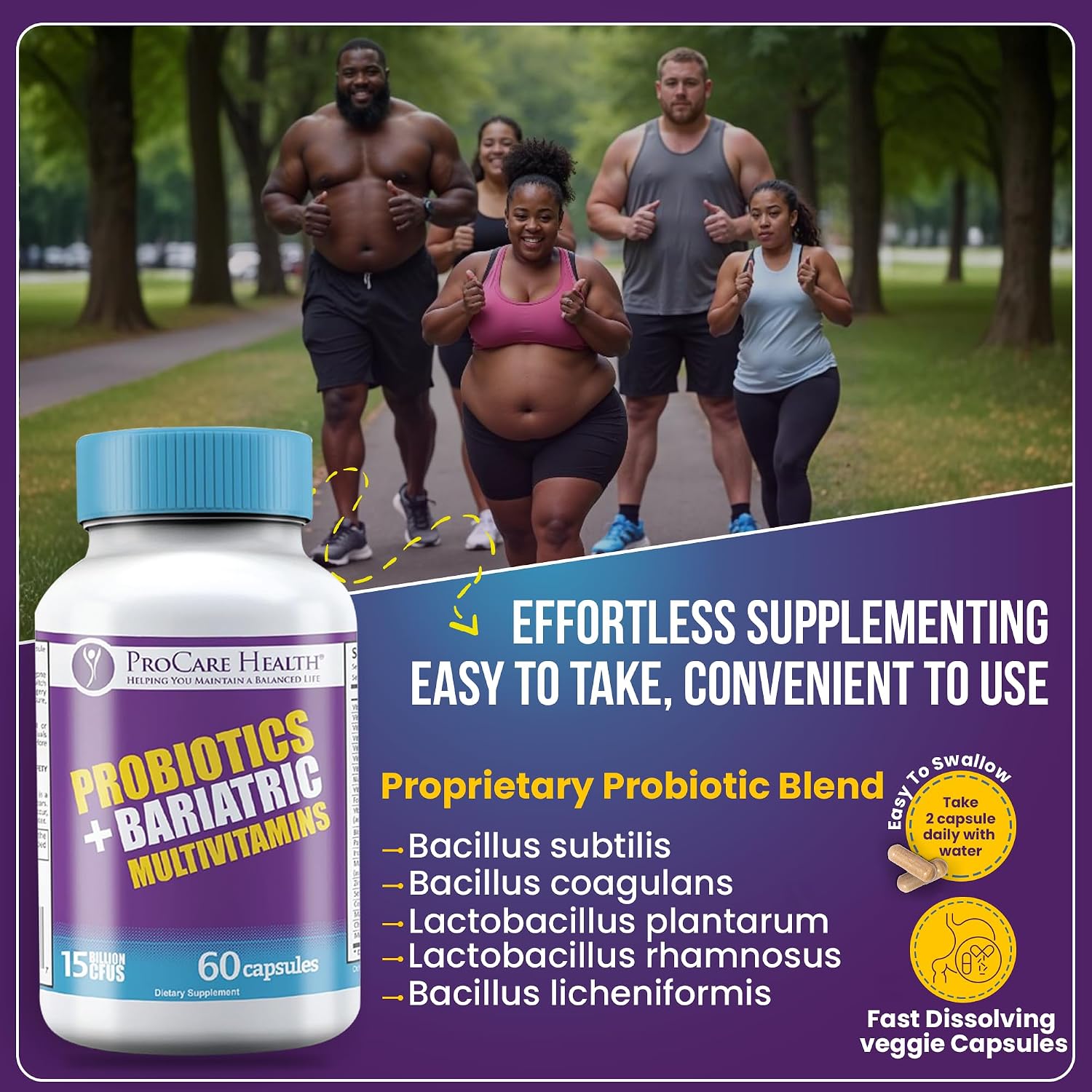 ProCare Health Multivitamínico Bariátrico con Probióticos y Hierro 45mg - 60 Cápsulas Vegetales de Disolución Rápida