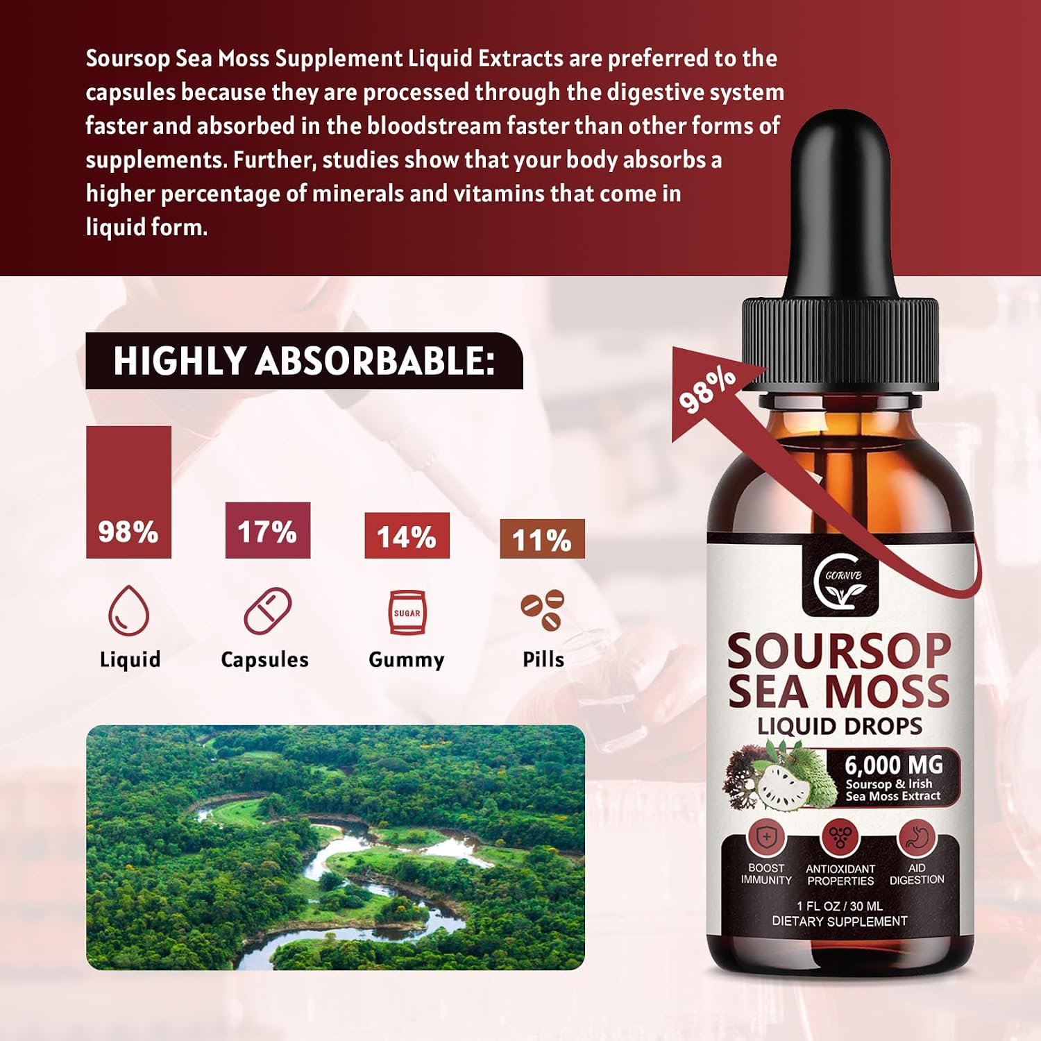 GORNVB – Gotas de Soursop Graviola Multivitamínico (2 Paquete, 30 ml cada botella)