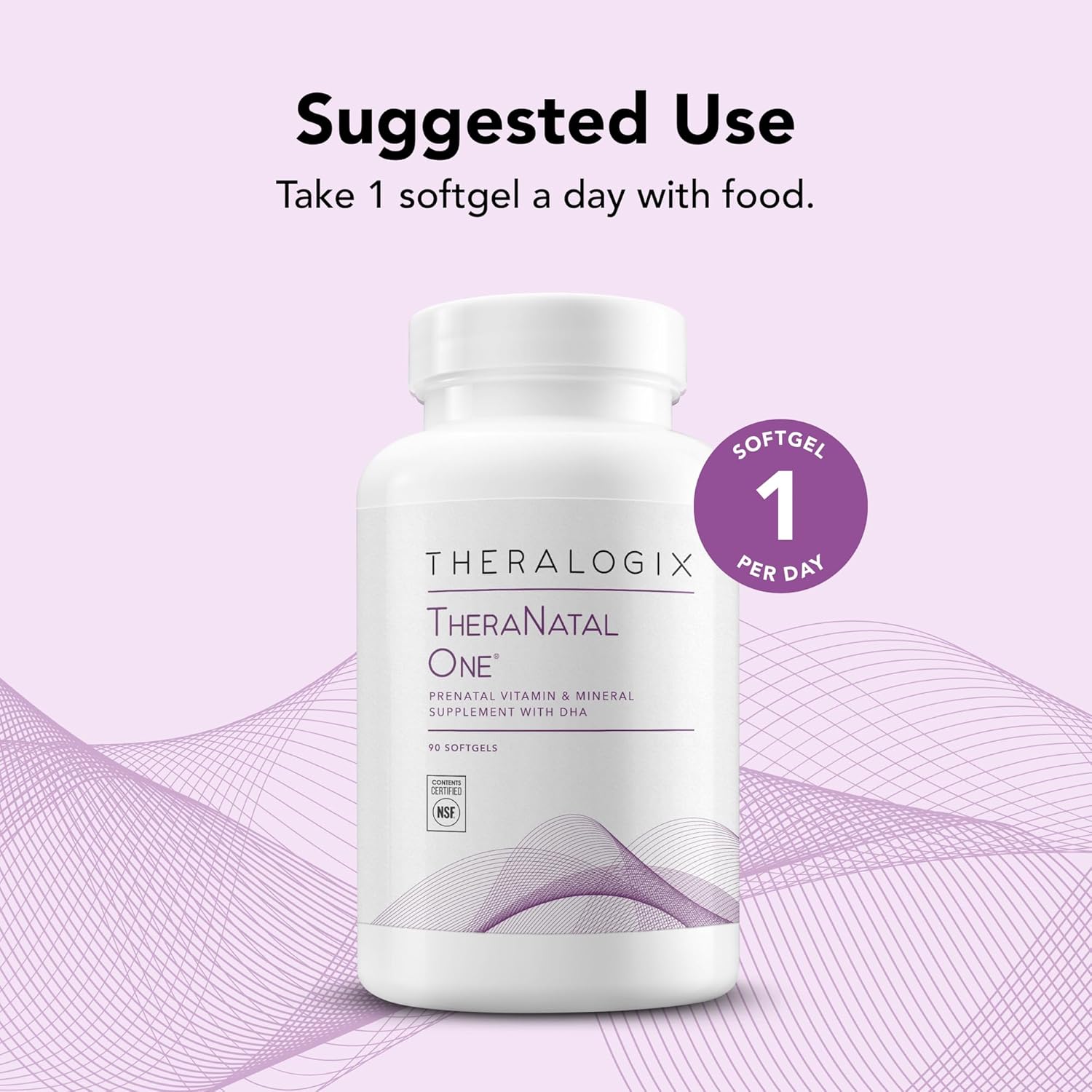 Theralogix TheraNatal One – Multivitamínico prenatal con DHA, folato metilado y hierro – 90 cápsulas blandas