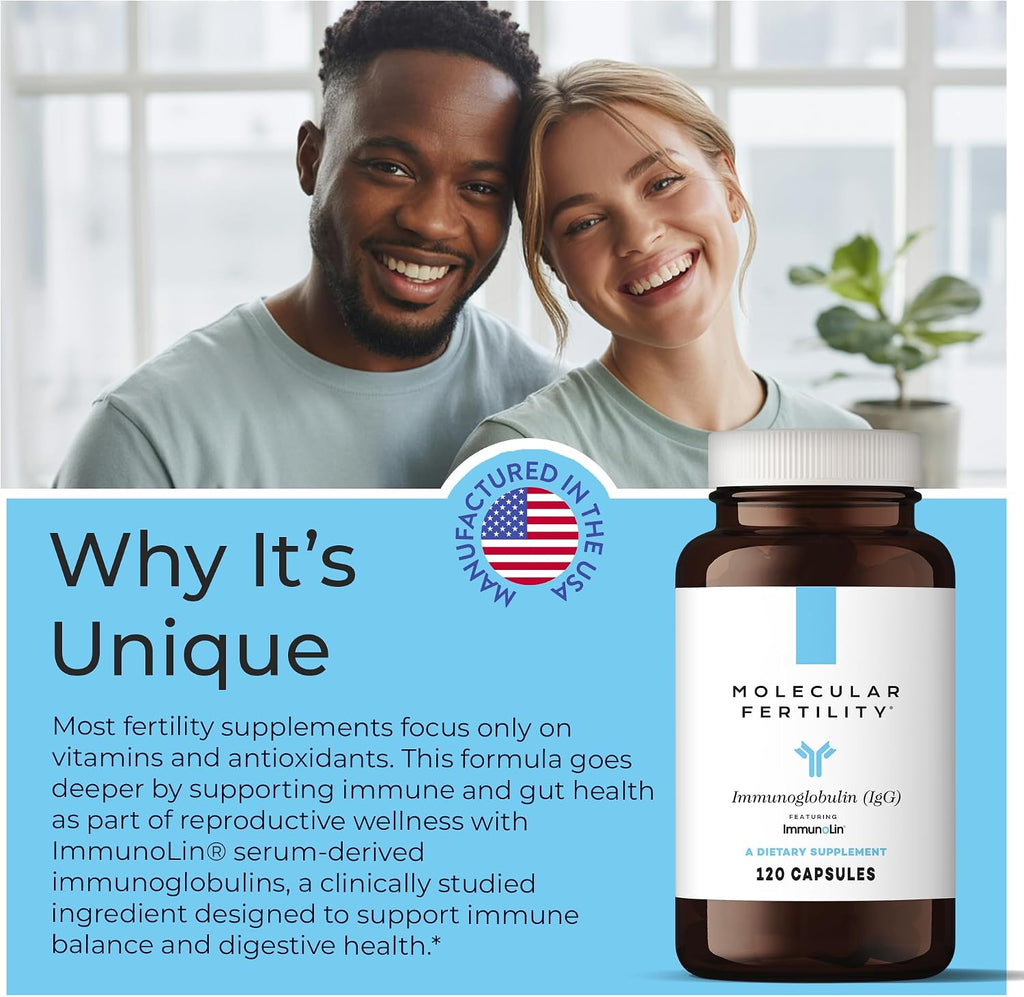 Molecular Fertility Immunoglobulin IgG - Suplemento de Inmunoglobulinas sin Lácteos para Hombres y Mujeres - 60 Dosis