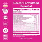Pink Stork Total Prenatal Vitaminas con DHA - Menta (180 Cápsulas, 3 Meses)