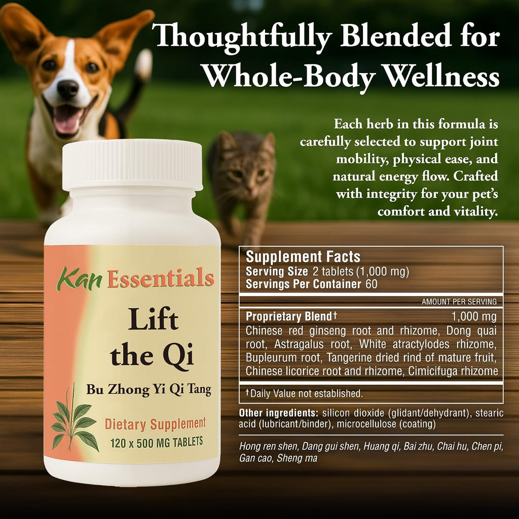 Kan Herb Company Lift the Qi – Mezcla herbal china tradicional para perros y gatos, 120 comprimidos