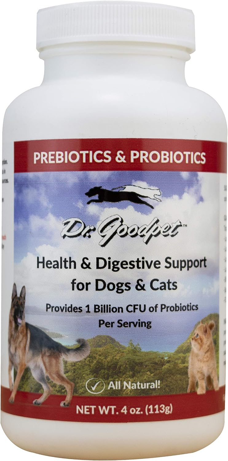 Dr. Goodpet Probiotics for Dogs and Cats – Probiotic Powder – Digestive Support – 1 Billion CFU – 4 oz