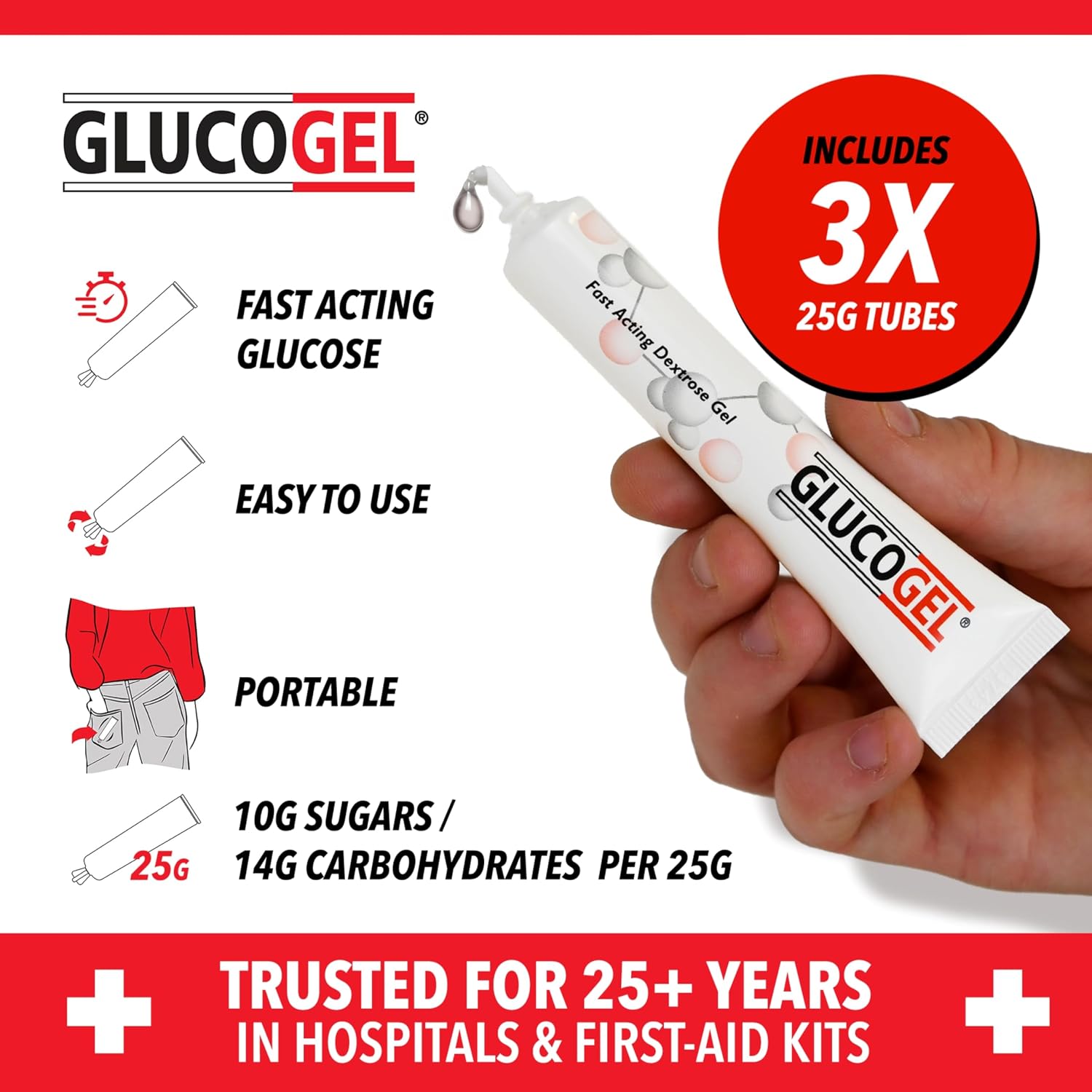 Glucogel 3x25g Tubos