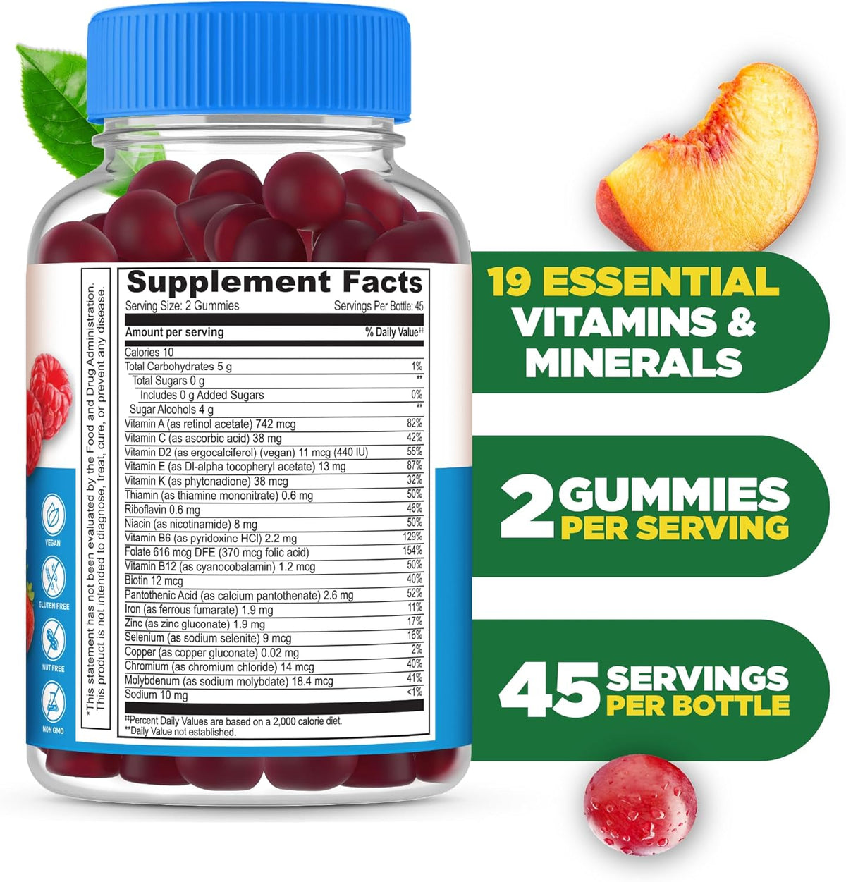 Lifeable Multivitamínico sin Azúcar para – Vitaminas hidrosolubles: C, tiamina (B1), riboflavina (B2), niacina – Image 2