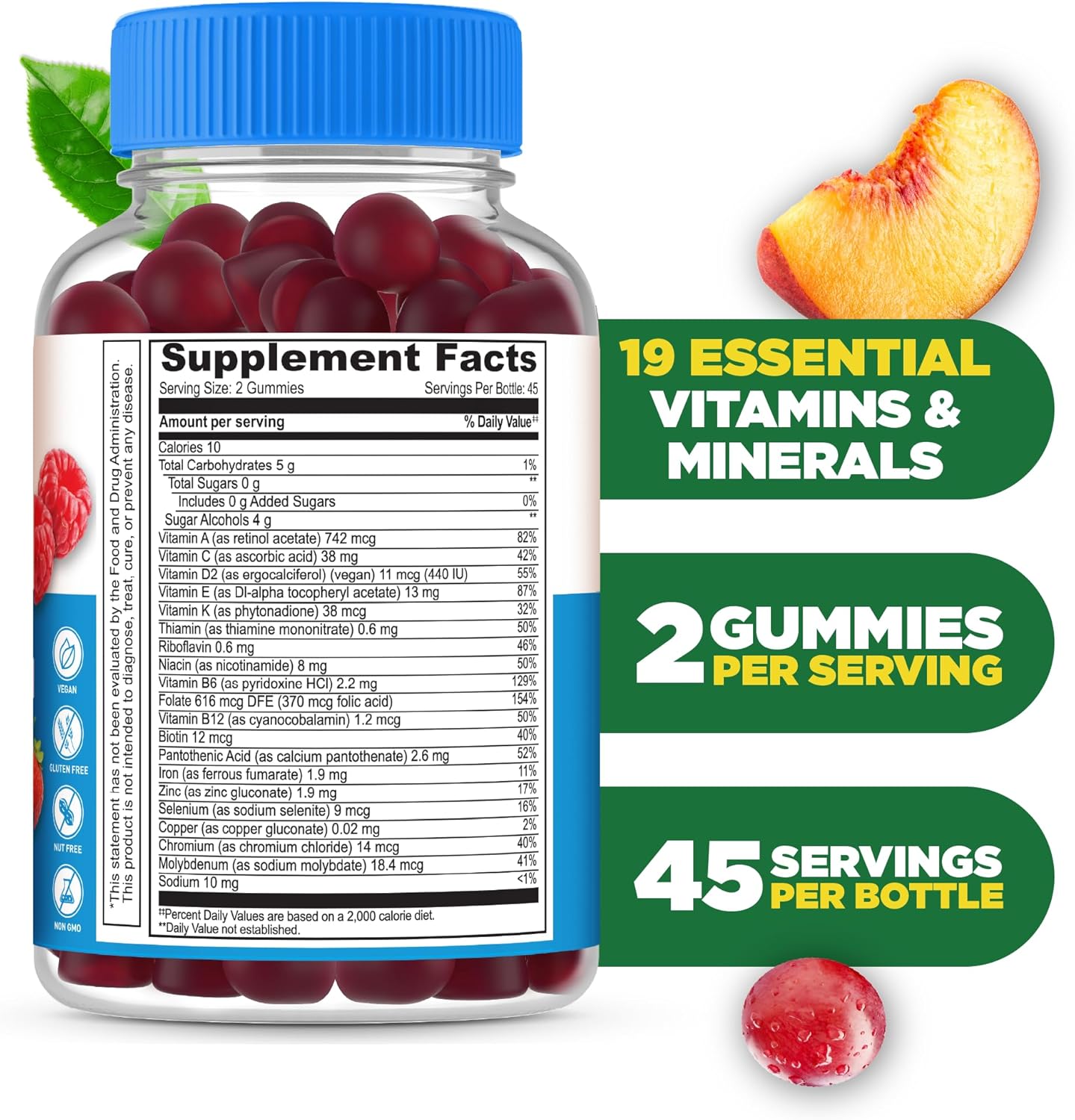 Lifeable Multivitamínico sin Azúcar para Hombres con Hierro y 18 Vitaminas Esenciales - 90 Gomitas