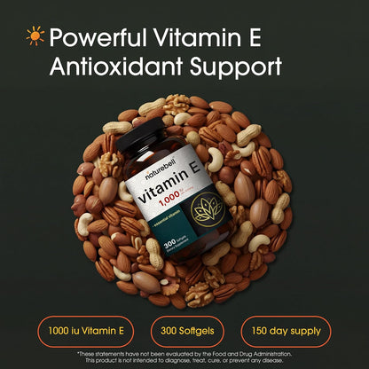 NatureBell Vitamina E 1.000 UI por dosis - – Sistema inmunitario: La vitamina E contribuye al funcionamiento – Image 2