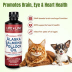 Life Line Pet Nutrition Aceite de Salmón y Abadejo Salvaje de Alaska - Suplemento Omega 3 para Perros y Gatos en Todas las Etapas de Vida, 488 ml