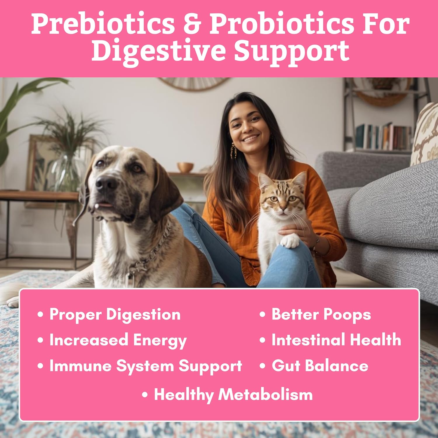 WholeBiotics - Probióticos para Perros y Gatos - 9 Cepas - 85 Dosis - 85 g