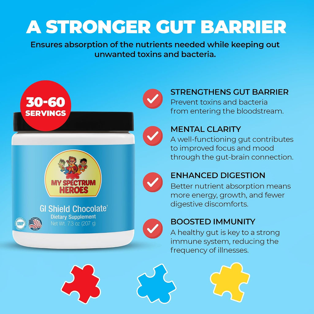 My Spectrum Heroes GI Shield – Suplemento para la Salud Intestinal, Chocolate, 30 Dosis