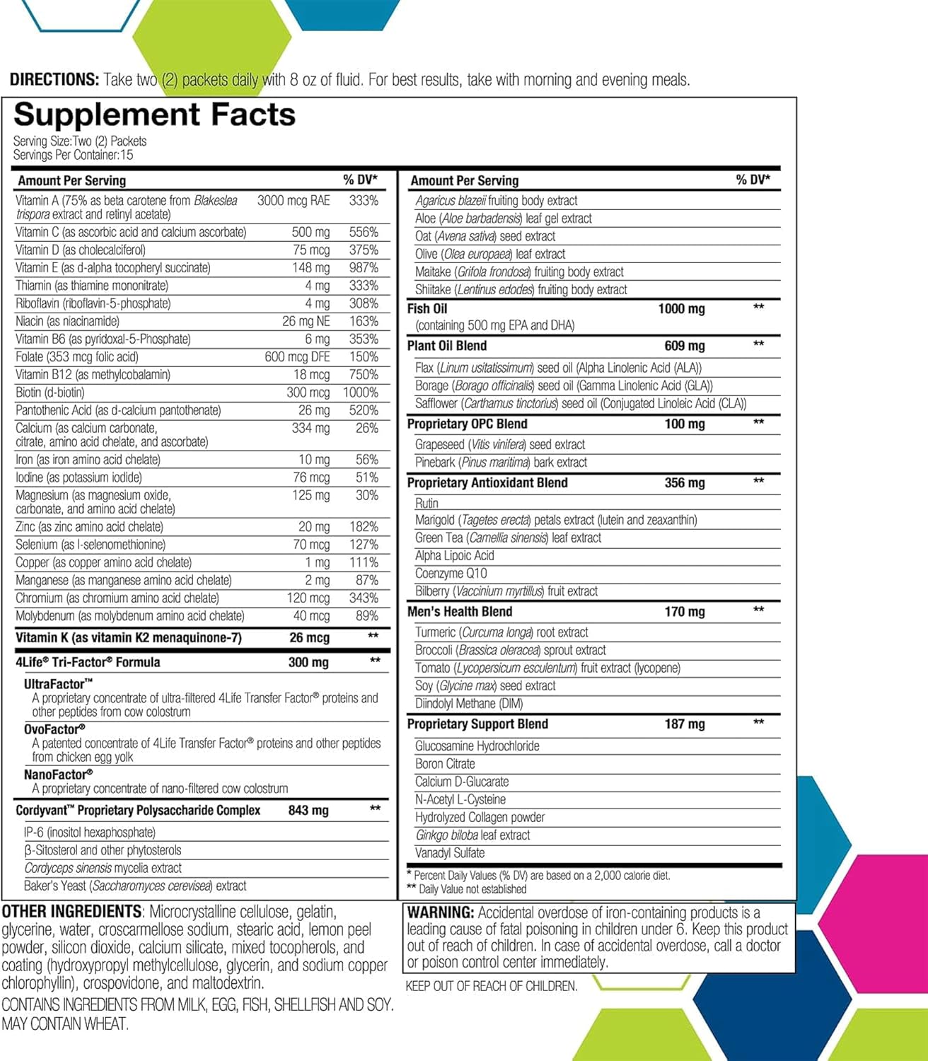 4Life RiteStart Hombre Multivitaminas con CoQ10 y Mezcla de Hongos, 30 Sobres