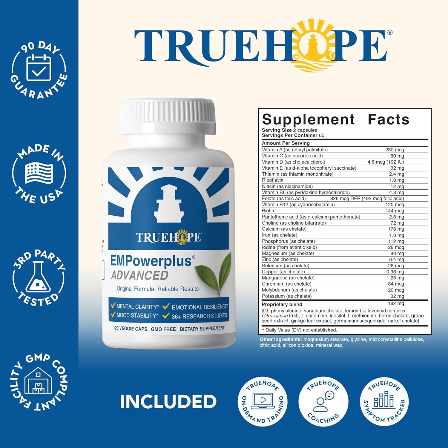 Truehope EMPowerplus Advanced Multivitamínico para Mujeres y Hombres - Complejo de Vitaminas y Minerales Quelados - 30 Días de Suministro