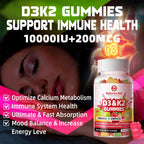 Natures Aid Gominolas Sin Azúcar de Vitamina D3 y K2 con Calcio + K2 (MK-7), Citrato de Magnesio, Vitamina C - Absorción Ósea, Muscular e Inmune - Vegano - 120 Gominolas