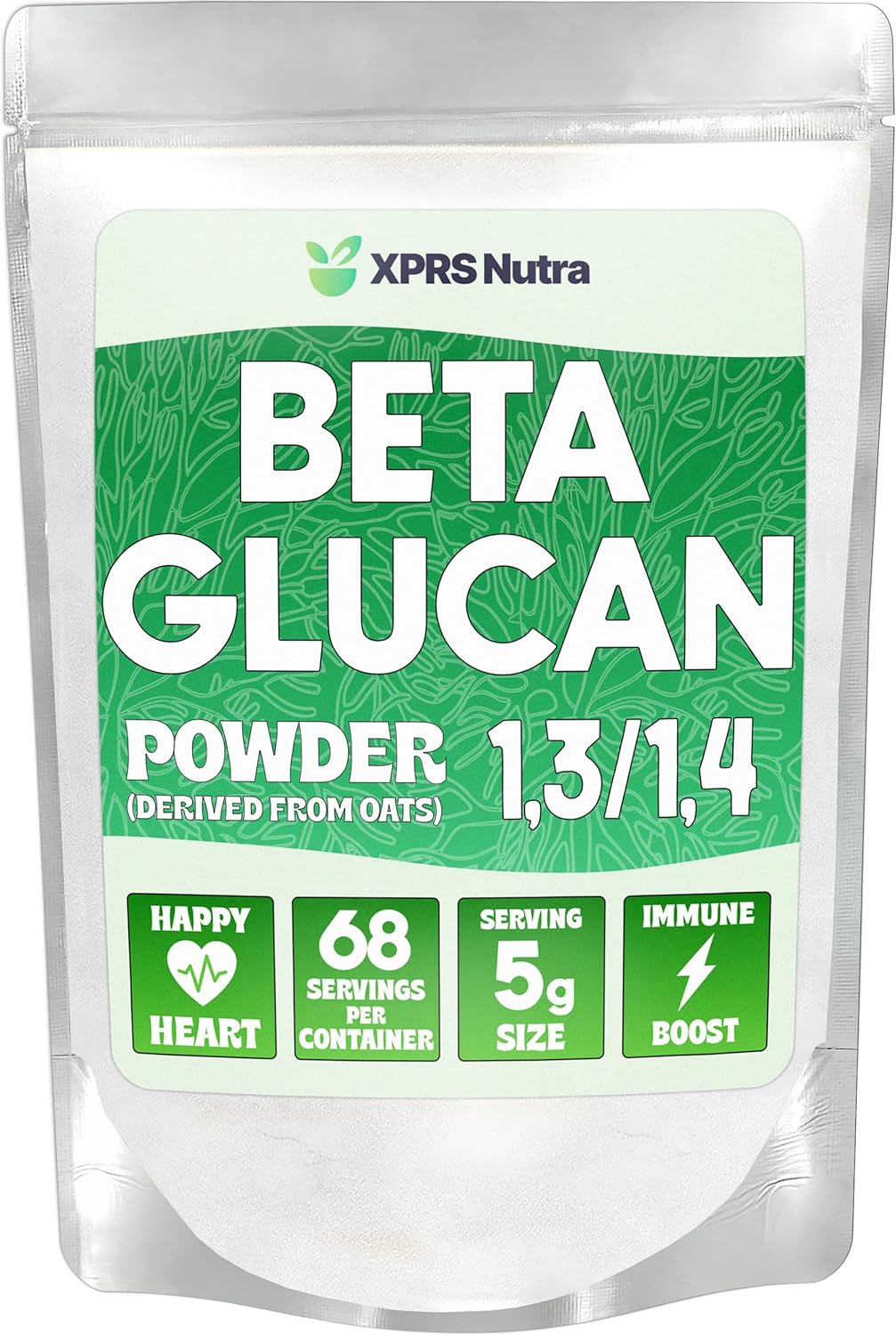 XPRS Nutra Polvo de Beta Glucano de Avena - Sin Sabor, No Transgénico, Vegano (170 g)