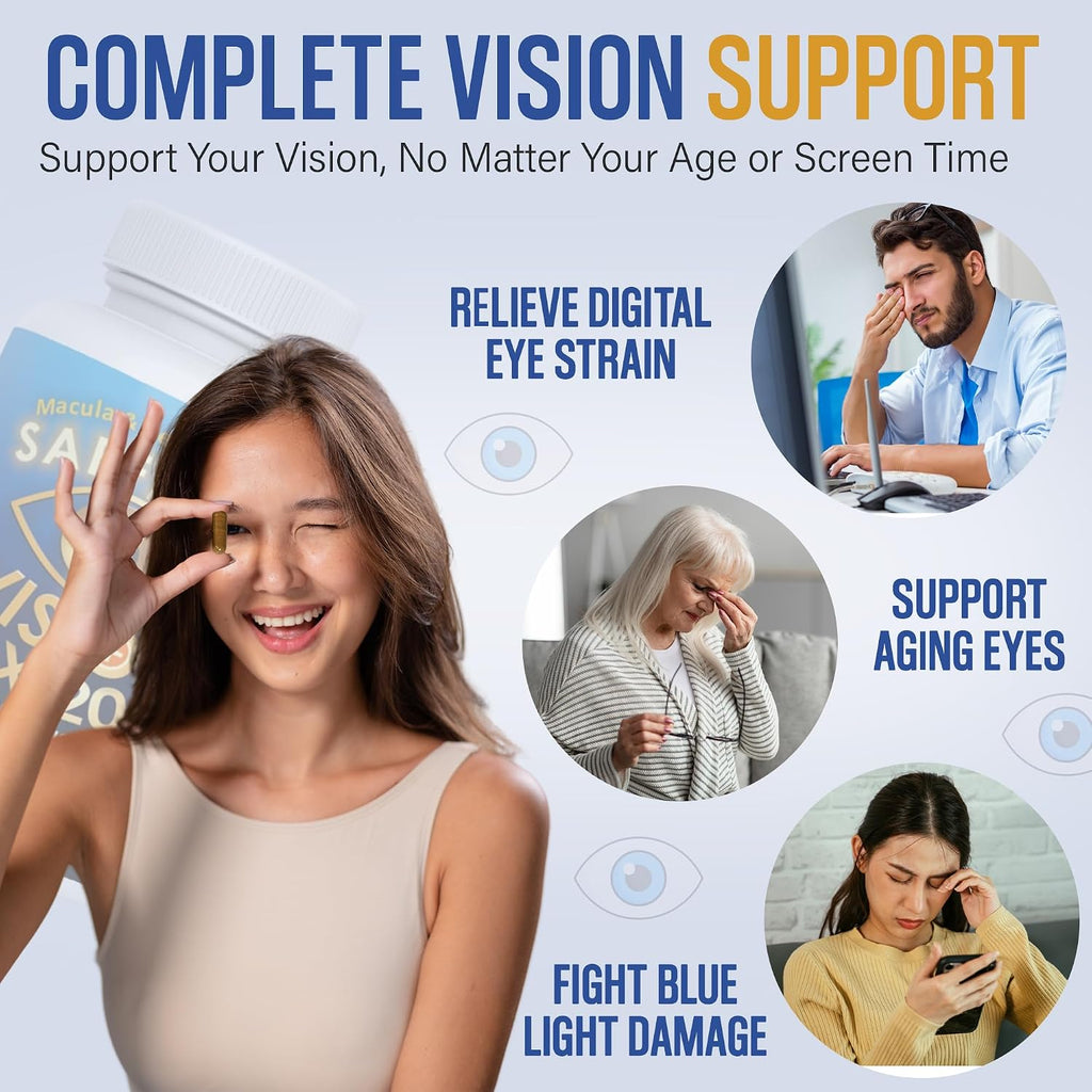 Vision Max 20/20 Suplemento Ocular – Apoyo a la Salud Visual y Confort, 60 Cápsulas