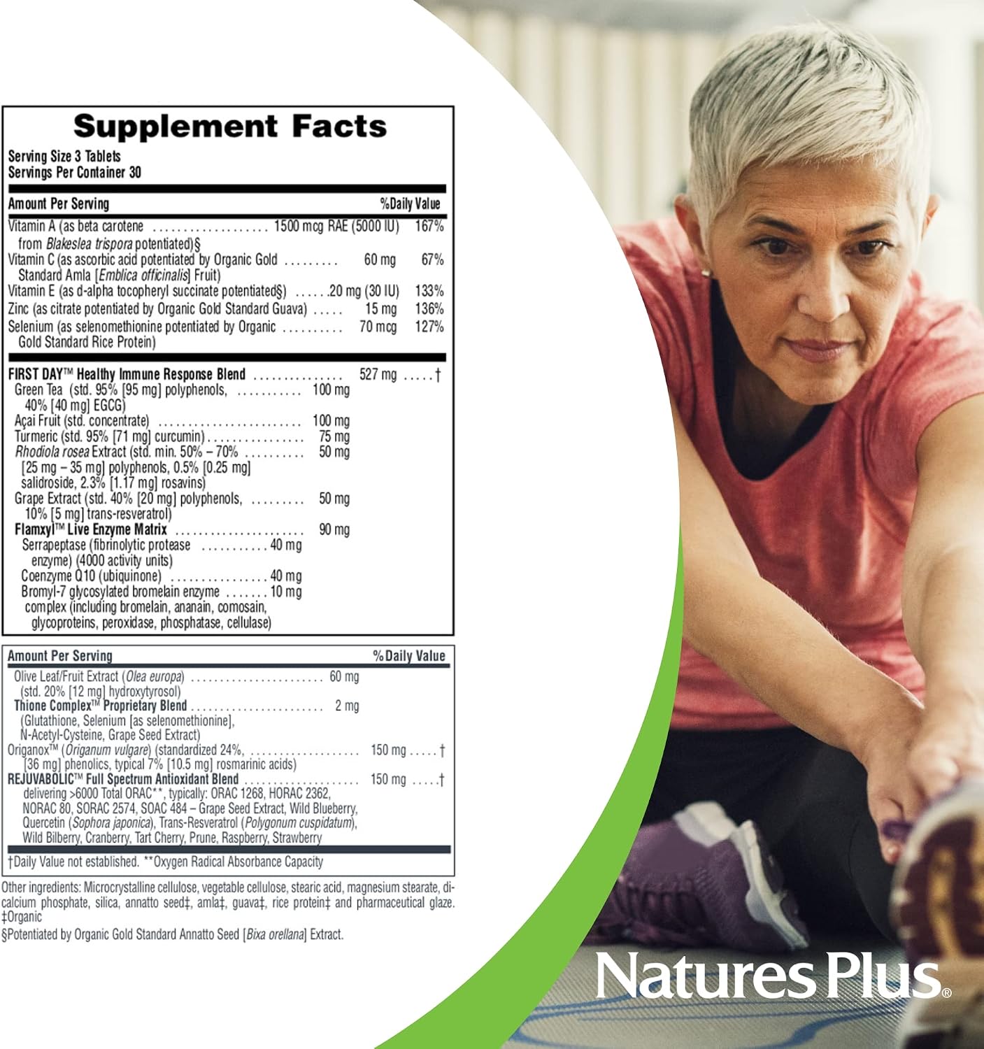 NaturesPlus AgeLoss First Day Healthy Immune Response - 90 Comprimidos - Vegetariano, Sin Gluten - 30 Dosis
