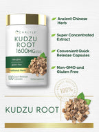 Carlyle Raíz de Kudzu Extracto | 100 Cápsulas | Fórmula No-GMO y Sin Gluten | Suplemento Herbal Tradicional