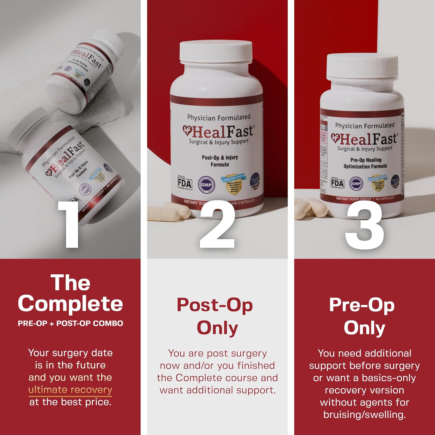HealFast Pre-Op Suplemento para Recuperación Quirúrgica y Lesiones