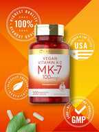 Carlyle MK-7 Vitamina K2 100 mcg | 200 Cápsulas | Suplemento Vegano, No GMO y Sin Gluten