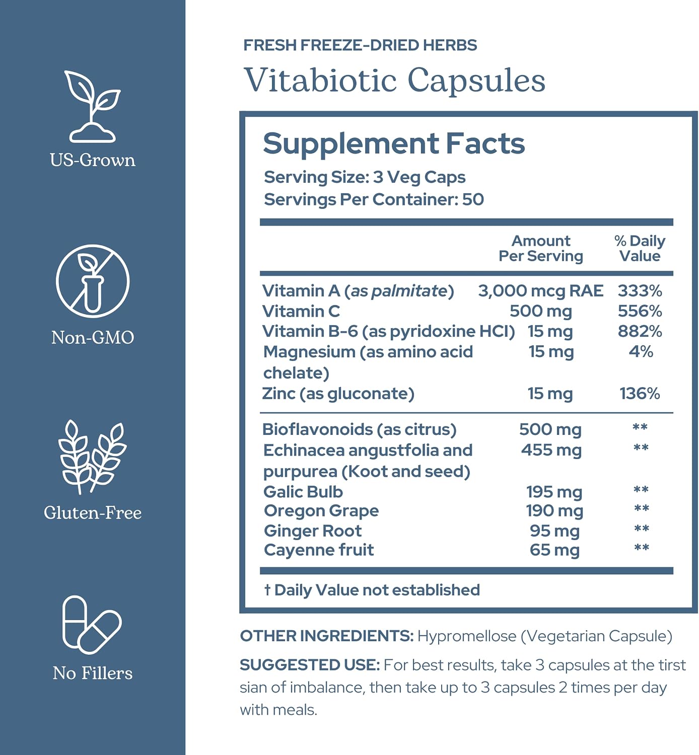 Eclectic Herb Vitabiotic Orgánico - Cápsulas de Apoyo Inmunológico (150 cápsulas, 750 mg)