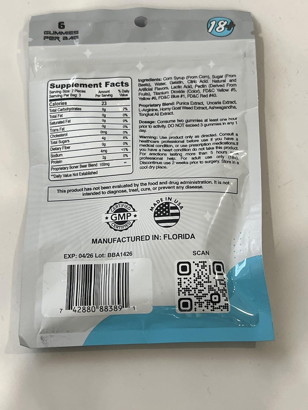 Male Enhancement Gummies- Stamina, Endurance, Performance Booster - (2 Packs, 6 doses)