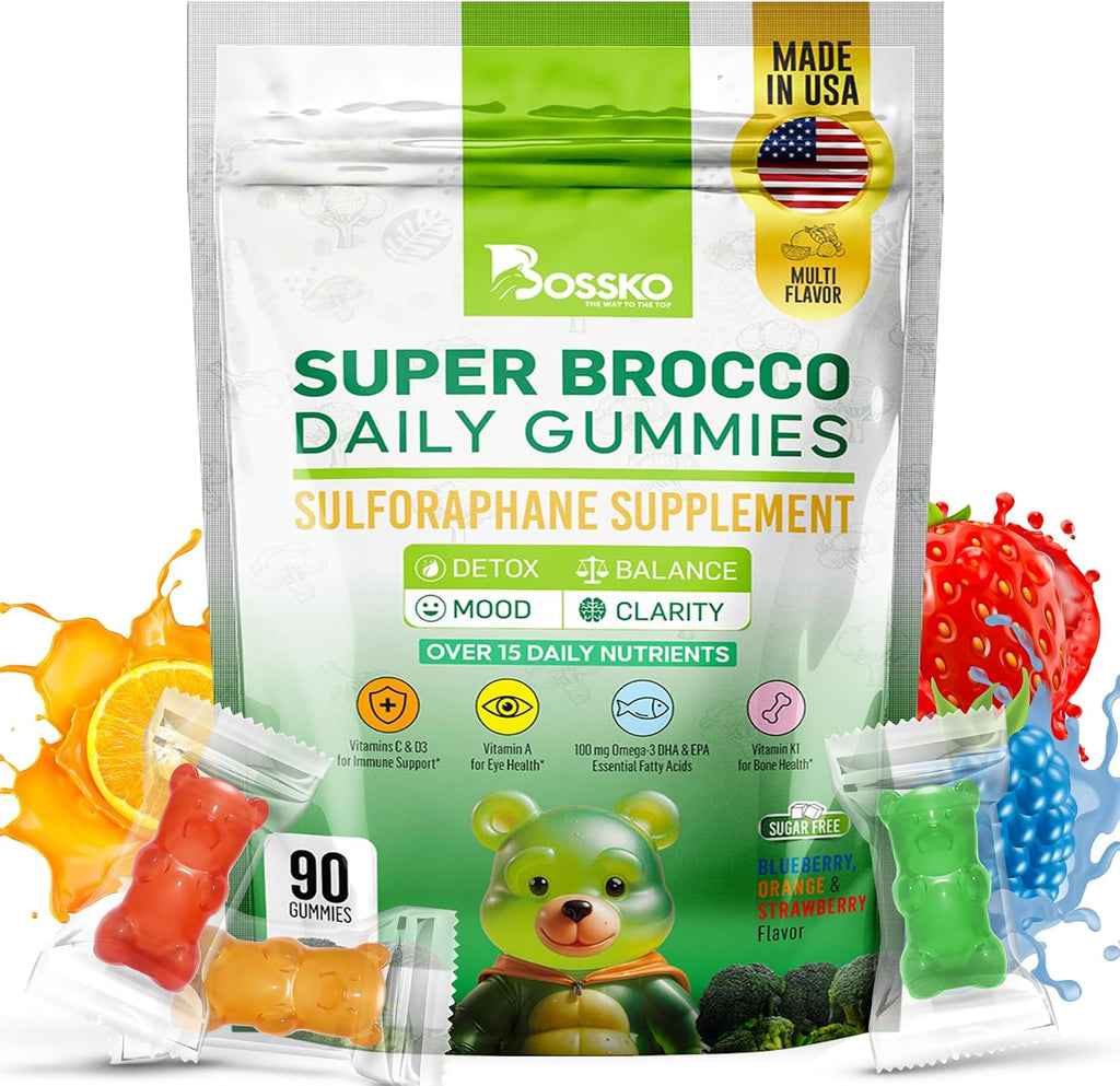 Bossko Gominolas de Sulforafano con Omega-3 – 90 Gominolas Veganas