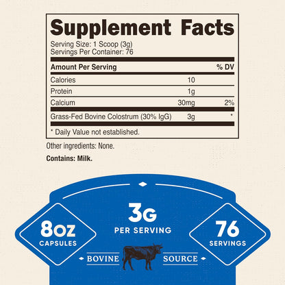 Nutricost Calostro Bovino en Polvo - 226 g (8 oz) - 76 Raciones - Mínimo 30% IgG – Image 2
