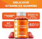 Vitamatic Vitamina D3 Gummies 5000 UI - Pack de 2 (120 Gominolas)