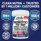 Clean Nutra Probiótico para Hombres - Complejo con Hierbas, Enzimas y Probióticos - 60 Cápsulas