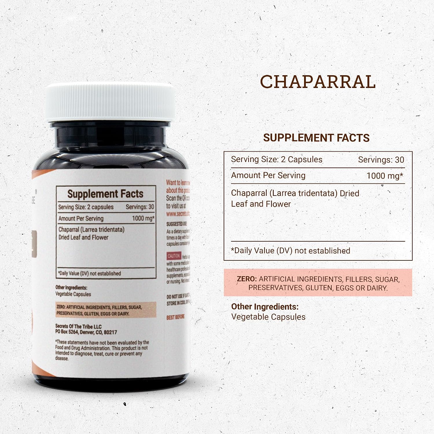 Chaparral 60 Cápsulas, 1000 mg - Larrea tridentata