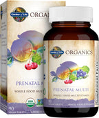 Garden of Life Organics Multivitamínico Prenatal con Folato, B6, B12, D3 y Hierro, 30 Comprimidos