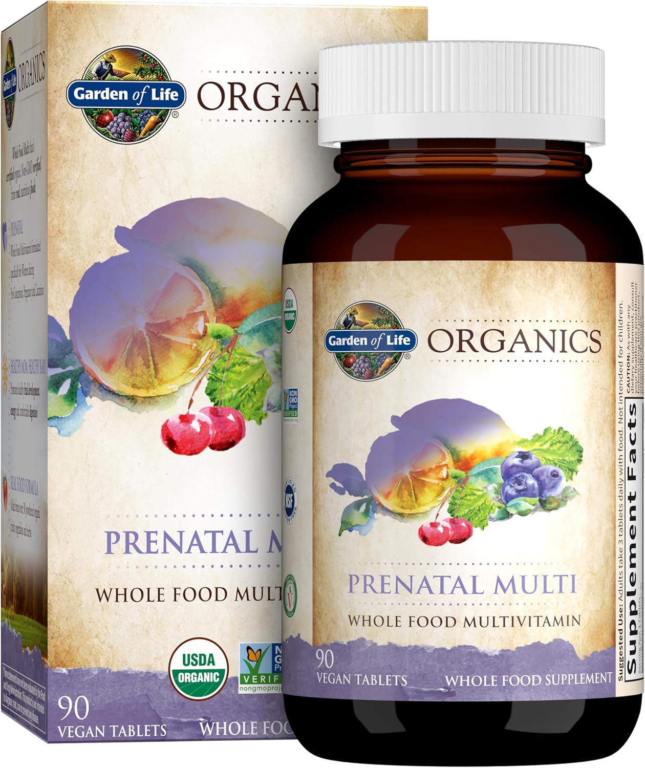 Garden of Life Organics Multivitamínico Prenatal con Folato, B6, B12, D3 y Hierro, 30 Comprimidos