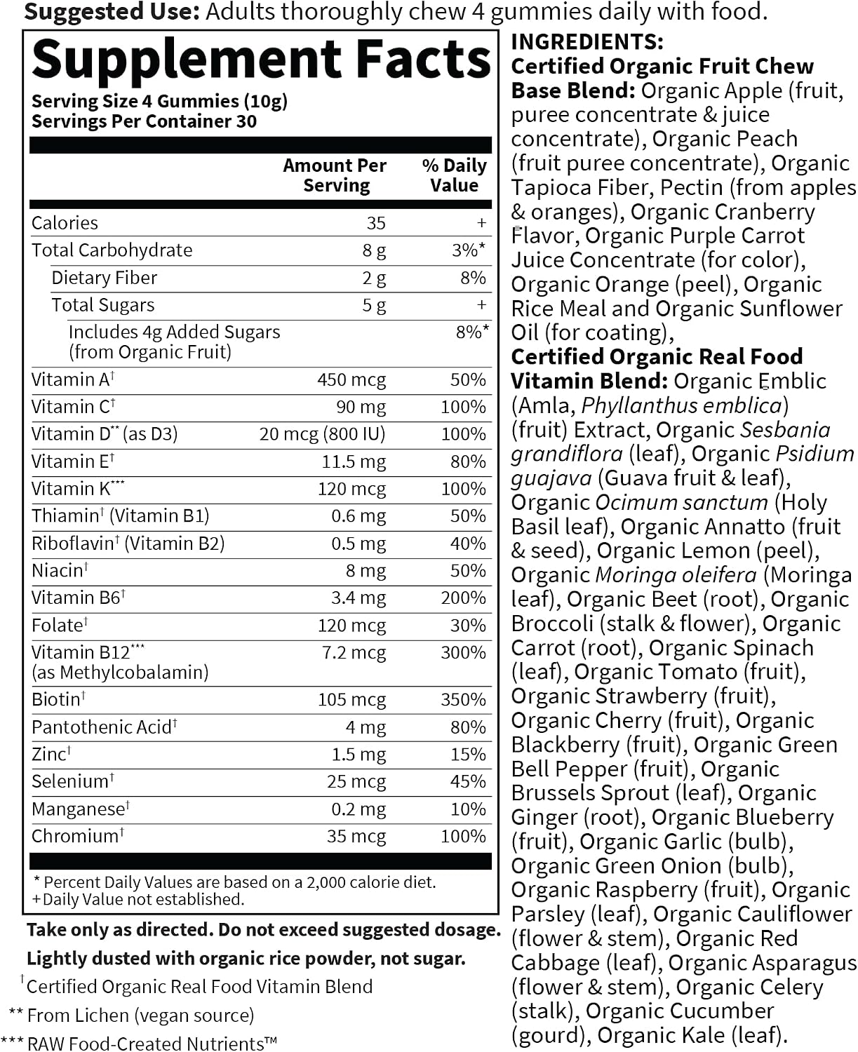 Garden of Life Organics Vitaminas Gomitas para Hombres con Sabor a Bayas – Multivitamínico para Hombres con Metil B12, C y D3, Orgánico del USDA, Sin OGM, Vegano, 120 Gomitas