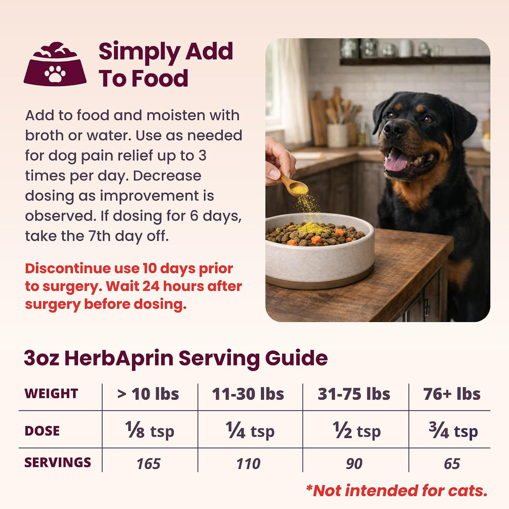 HerbAprin - Alivio Natural para Perros con Hierbas Orgánicas, 90 Servicios (85g)