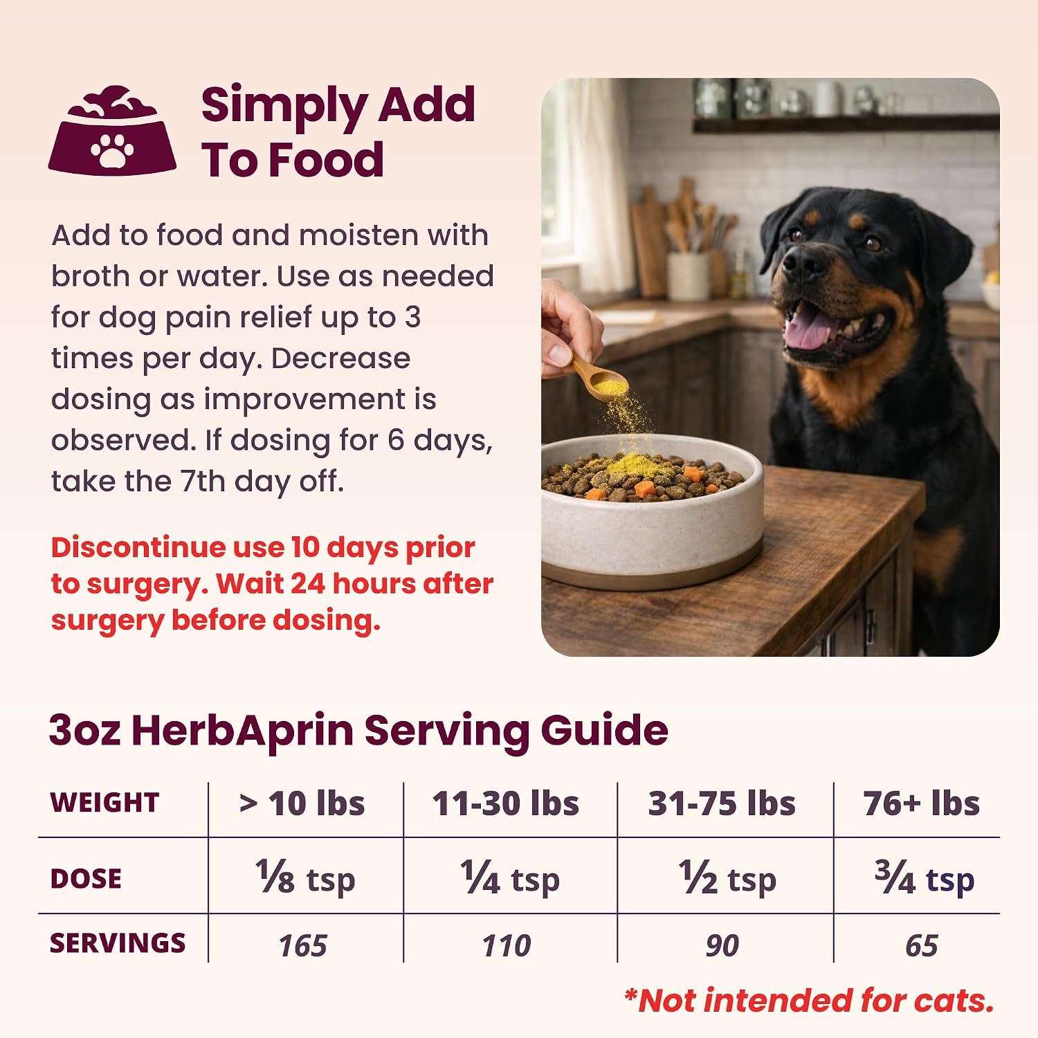 HerbAprin - Alivio Natural para Perros con Hierbas Orgánicas, 90 Servicios (85g)