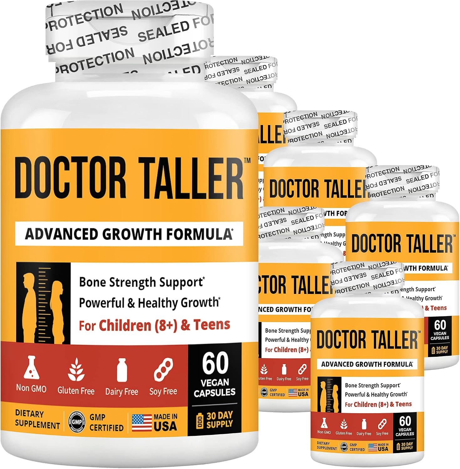 NuBest Doctor Taller – Fórmula de Crecimiento en Altura con Calcio, Vitamina D3, K2, Aminoácidos y Hierbas para Niños (8+) – 6 Paquetes | Suministro para 6 Meses
