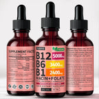 NUSAVA Gotas de Vitamina B12 Líquida 5000mcg - Complejo B con B6, B1, Niacina y Ácido Fólico - Metilcobalamina, Vegano, Sin Gluten, Sabor a Sandía y Bayas (2 Pack, 60 ml)