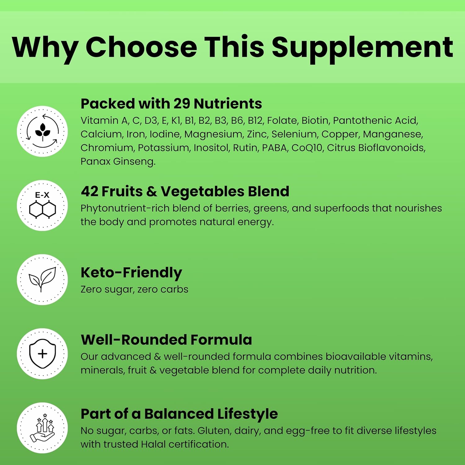 SHIFAA NUTRITION Multivitamínico Halal para Mujeres y Hombres – Apoyo Integral para el Corazón, Cerebro, Ojos y Sistema Inmunitario – Sin Gluten, Lácteos ni Huevo (45 Días)