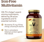 Solgar Formula VM-75 sin hierro, 180 comprimidos - Multivitamínico con minerales quelados
