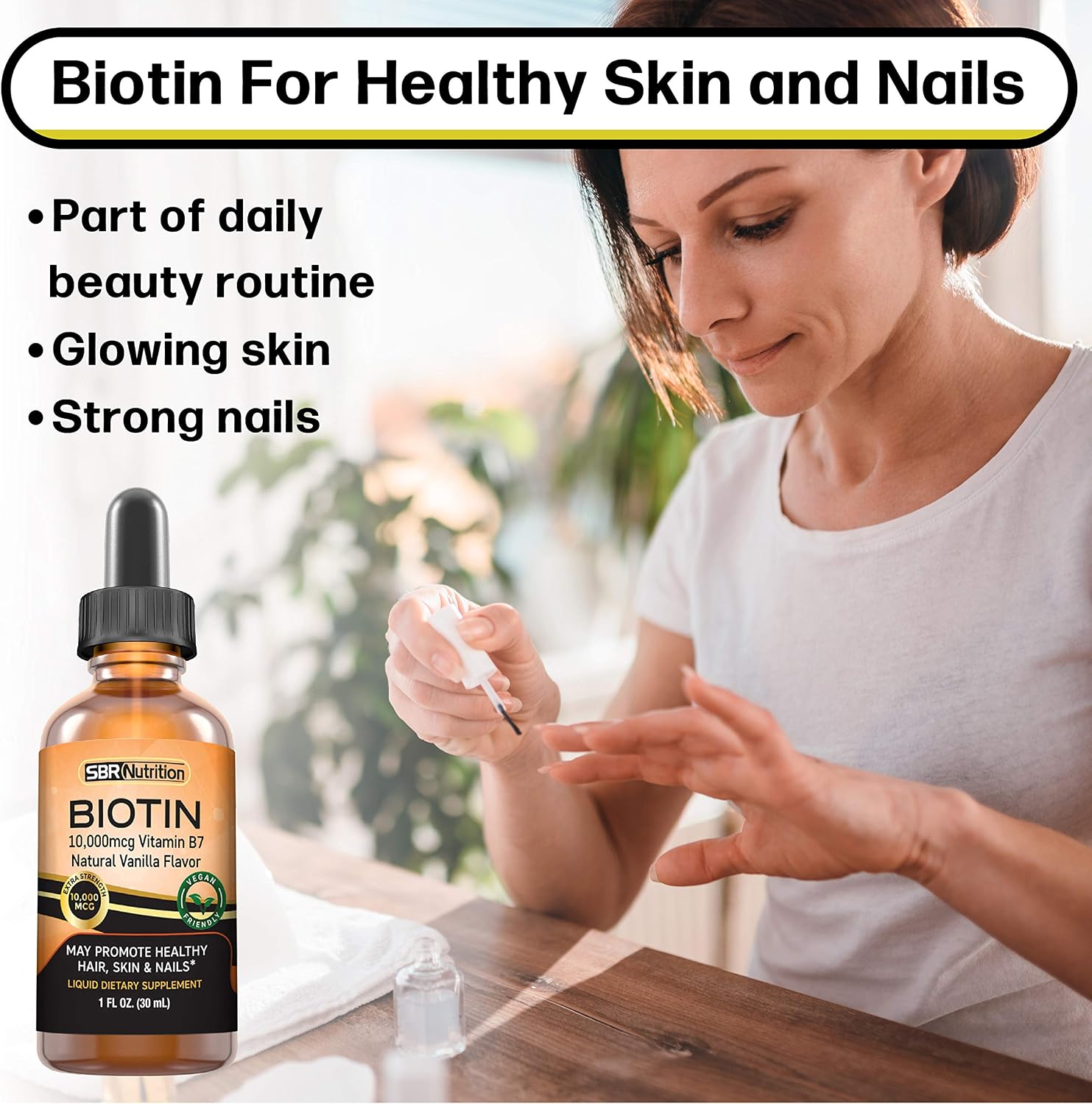 SBR Nutrition Biotina Líquida Máxima Absorción 10000 mcg - 60 Dosis