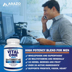 Arazo Nutrition Vital One Multivitamínico para Hombres - Complemento Alimenticio con Superalimentos - 150 Cápsulas Veganas