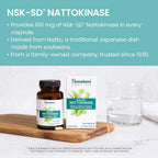 Himalaya NSK-SD Nattokinasa, Suplemento Alimenticio para una Circulación Saludable, Vegano, Sin Gluten, Extracto de Natto, 100 mg, 60 Cápsulas