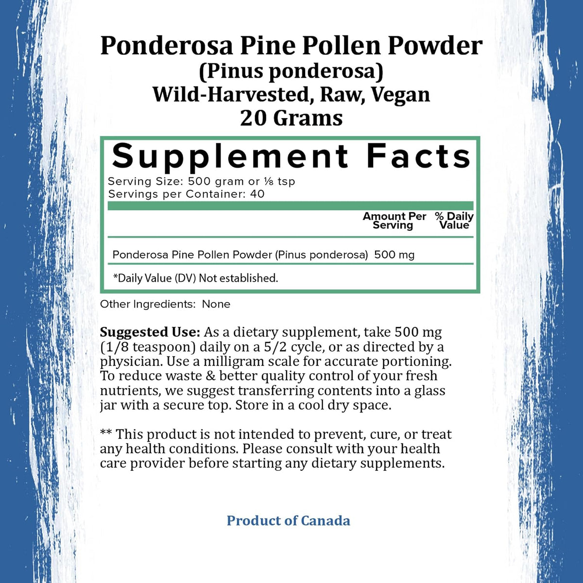 Polen de Pino en Polvo | Recolectado en la Naturaleza, Polen de Pino Canadiense Dorado | Polen del Pino Ponderosa, 20 g – Image 7