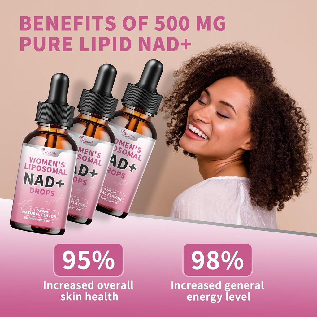 Wanish NAD Liposomal 500 mg – Nicotinamida para Mujeres, Vegano, Sin Azúcar