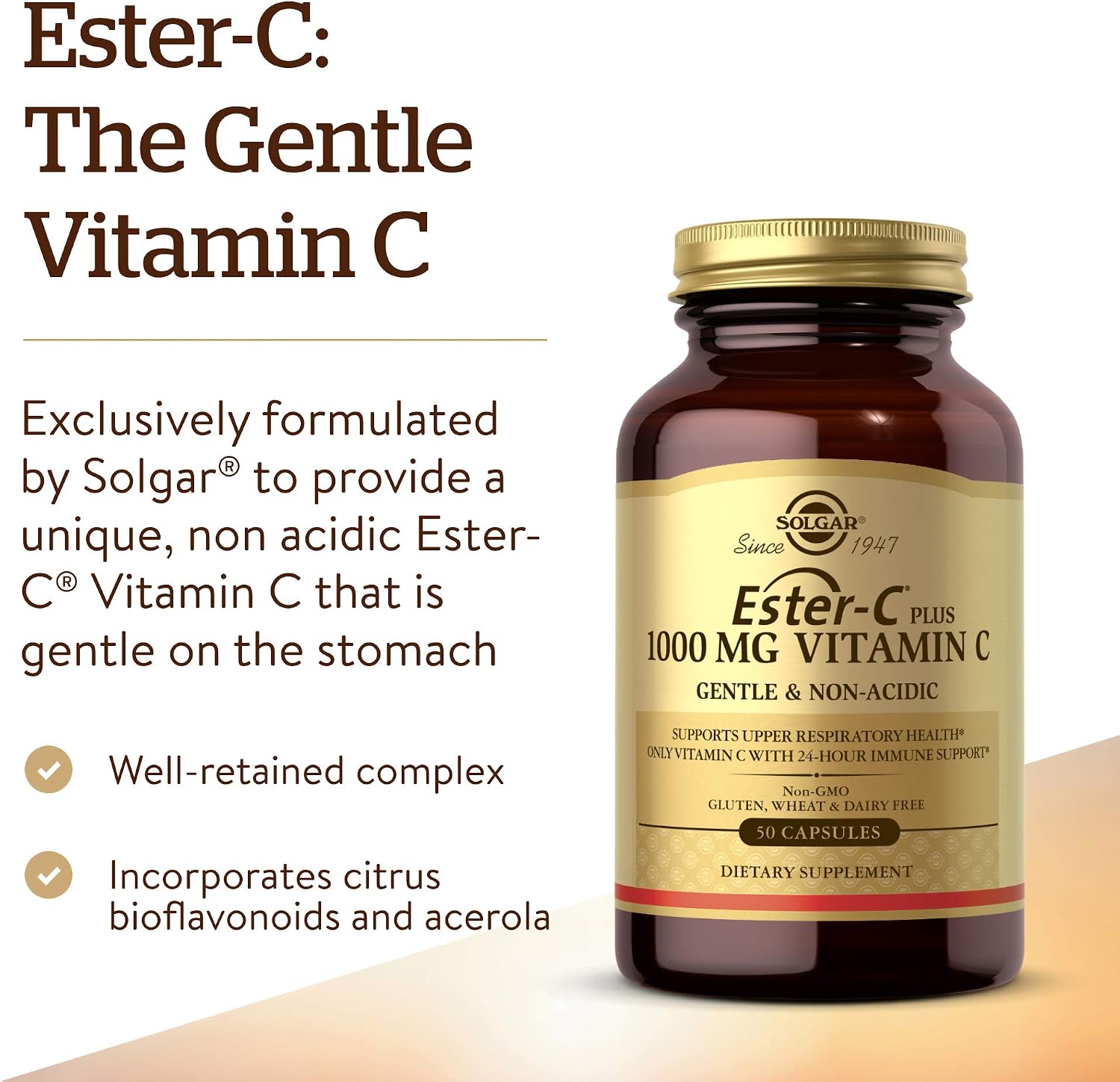 Solgar Ester-C Plus 1000 mg Vitamina C, 50 Cápsulas (Discontinuado)