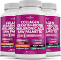 NEW AGE Colágeno con Biotina, Queratina, Saw Palmetto, Ácido Hialurónico, Vitamina E, Ácido Fólico, Semilla de Calabaza y MSM - 270 Cápsulas
