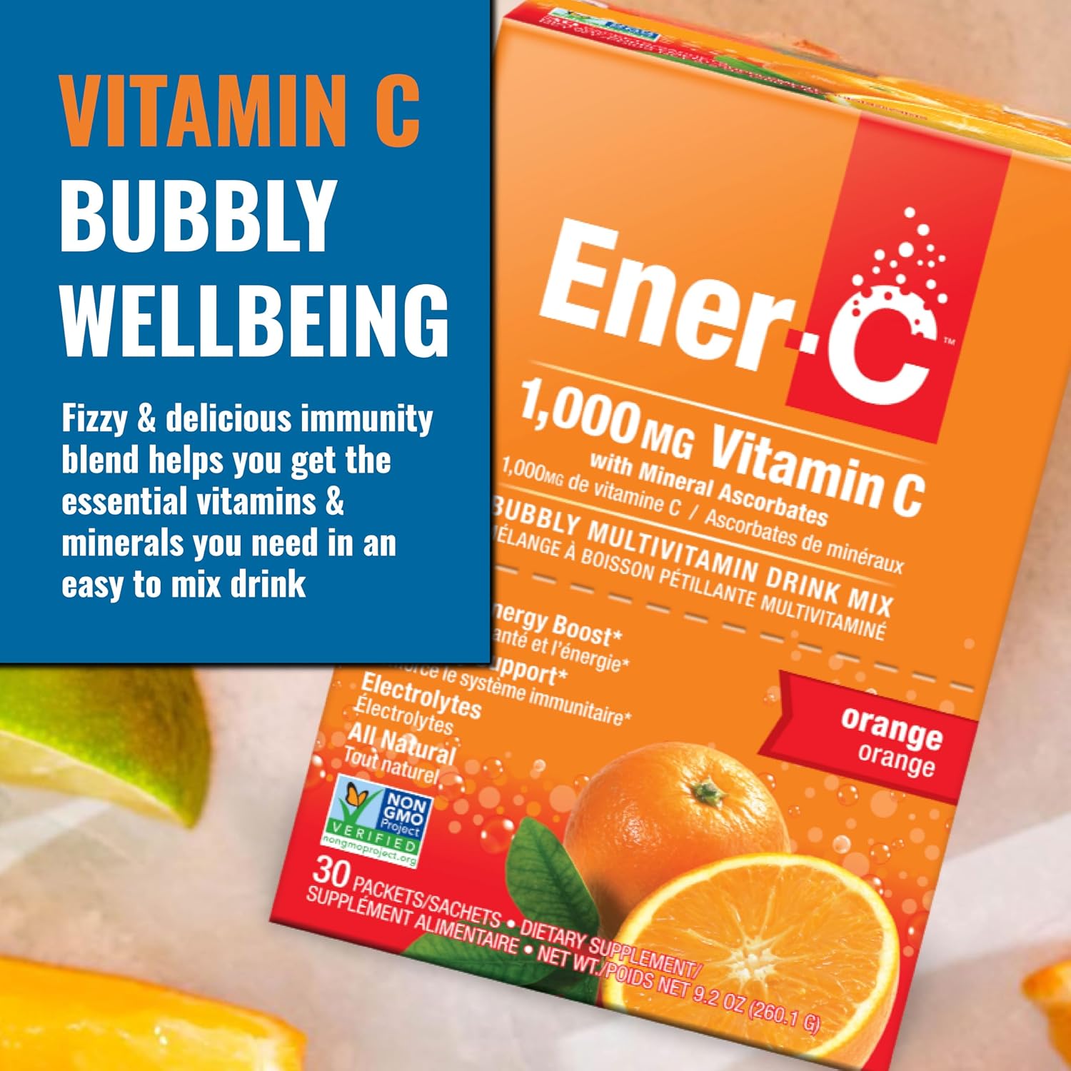 Ener-C Multivitamin Drink Mix - 60 Sobres, Sabor Naranja